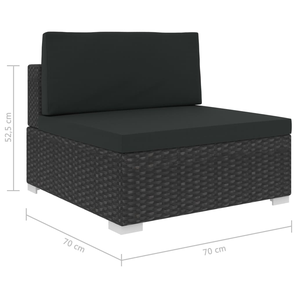 12-tlg. Garten-Lounge-Set mit Auflagen Poly Rattan Schwarz
